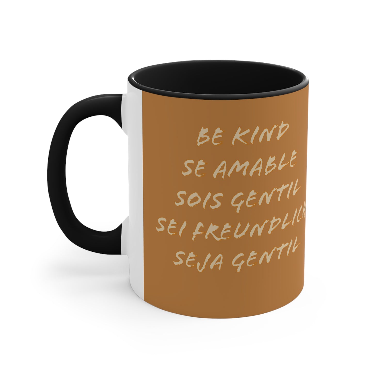 Be Kind (in 5 Languages) Accent Coffee Mug, 11oz