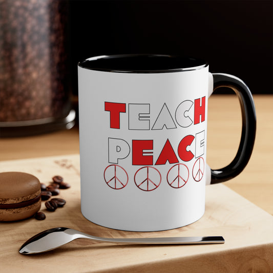 Teach Peace Accent Coffee Mug, 11oz