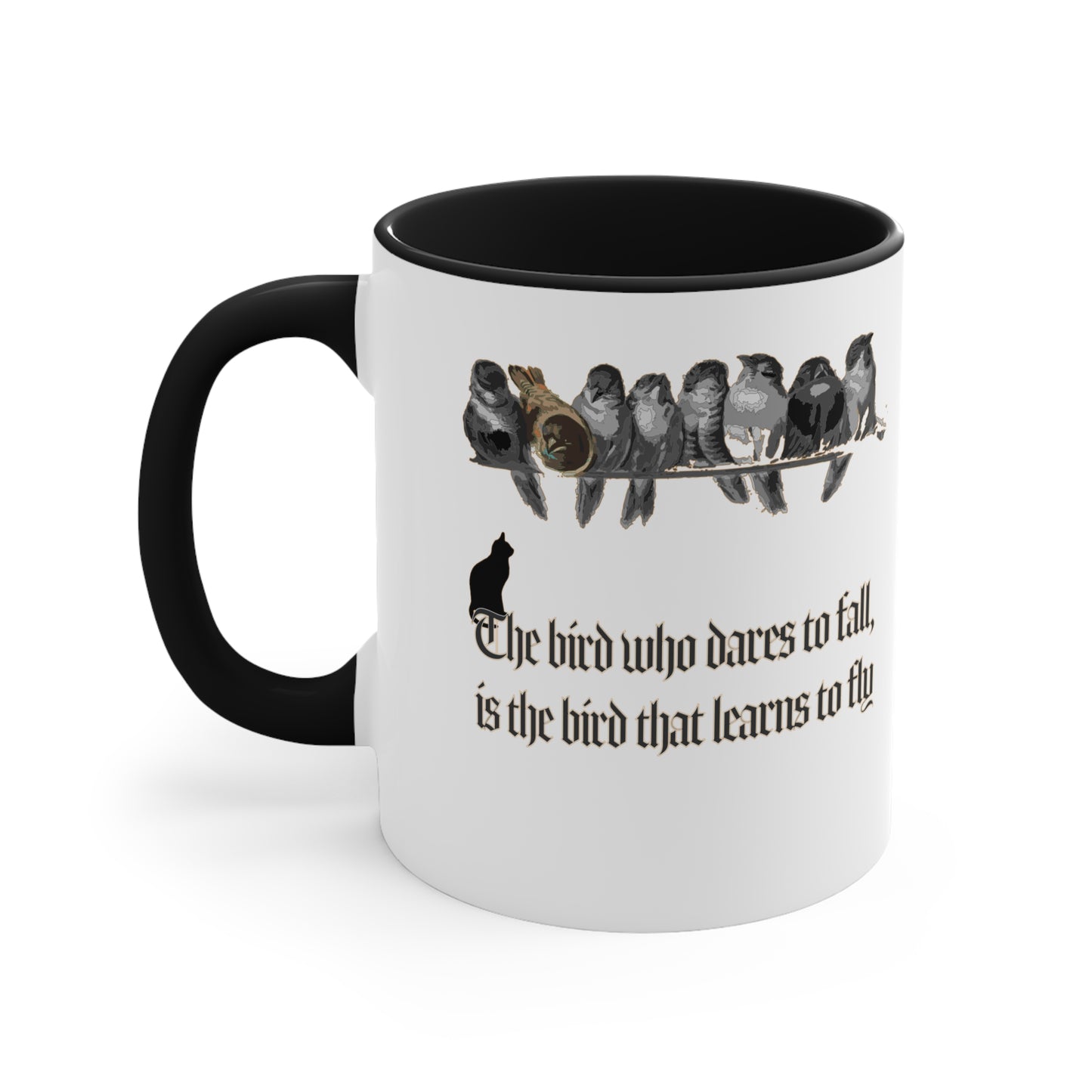 The Bird who Learns to Fall Accent Coffee Mug, 11oz